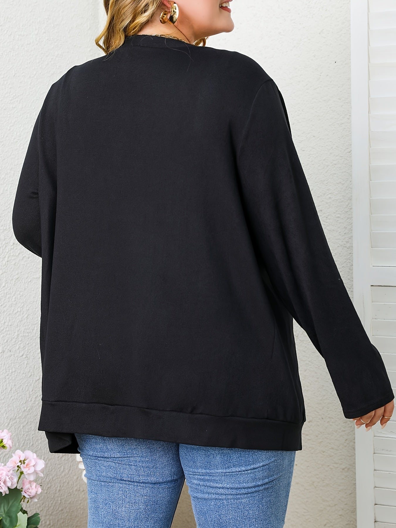 Solid Open Front Cardigan - Long Sleeve