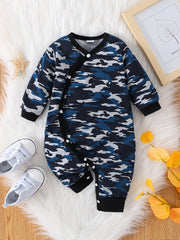 Baby Boys Long Sleeve Jumpsuit Romper With Cartoon Animal Print