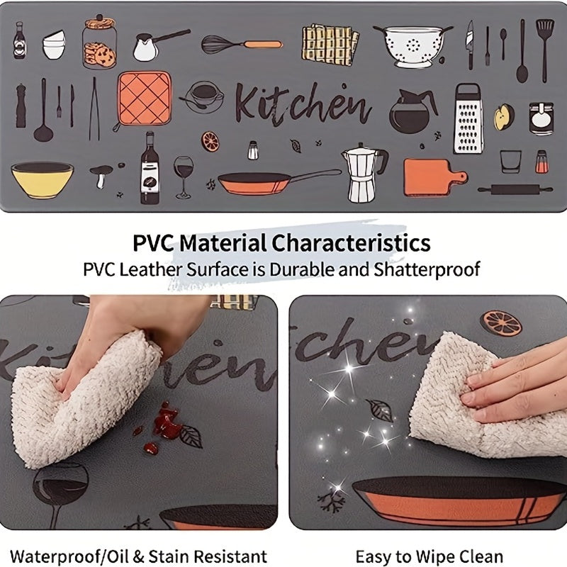 2pcs Absorbent Kitchen Rug Set Waterproof Anti Fatigue Runner Soft Carpet