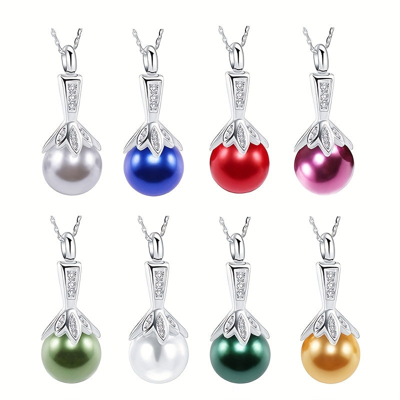 Pearl Urn Necklace Ashes Memorial Cremation Faux Pearl Pendant Jewelry