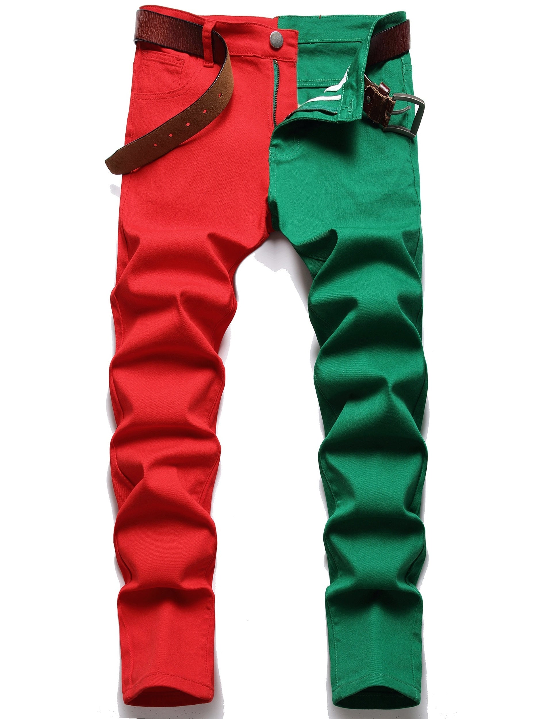 Men's Slim Fit Block Jeans Casual Street Style Stretch Denim Pants