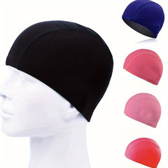 1pc Unisex Swimming Cap Solid Elastic Swim Accessory