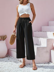Button Front Straight Leg Pants Spring & Summer