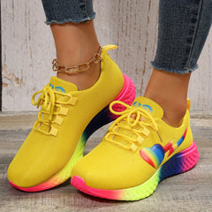 Women's Love Heart Decor Sneakers Lace Up Running Shoes