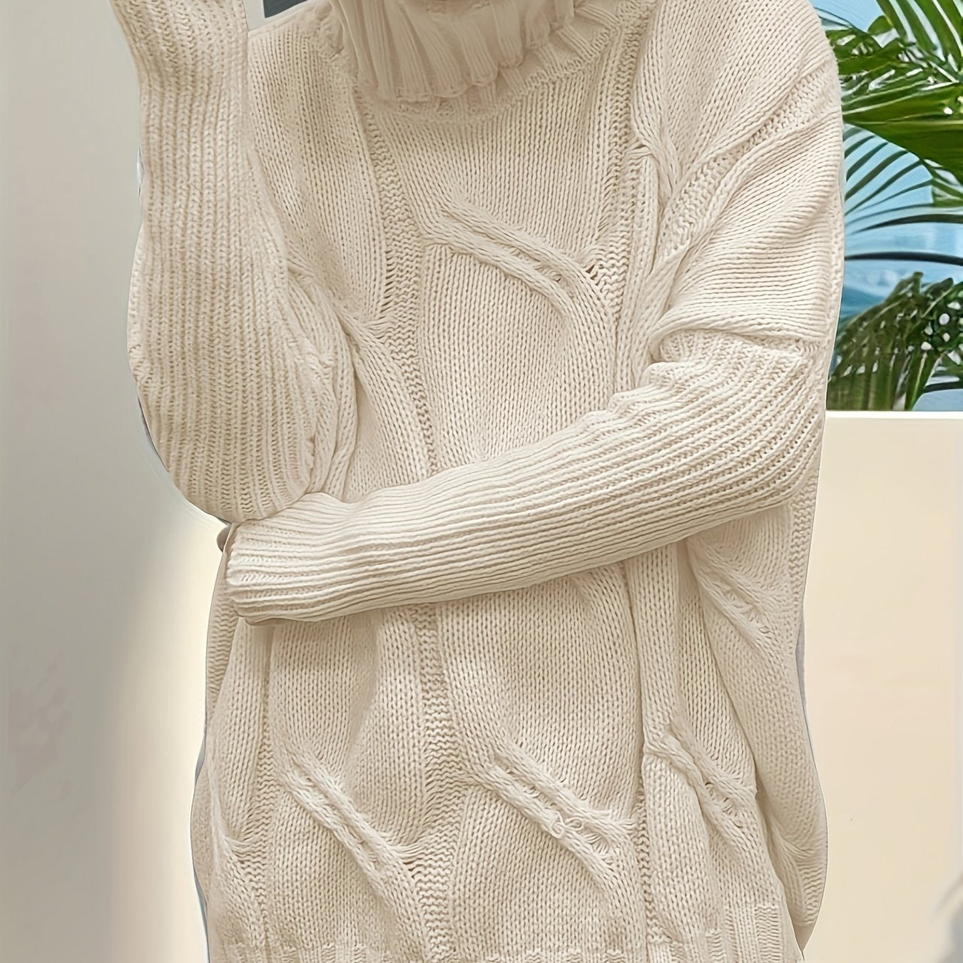 Long Sleeve Turtleneck Sweater Women's Oversized Pullover