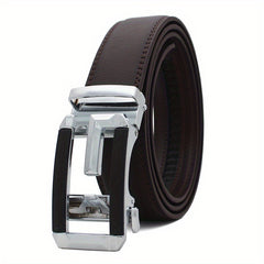 Men's PU Leather Belt Automatic Buckle Casual Pants Belt Size 49 2in