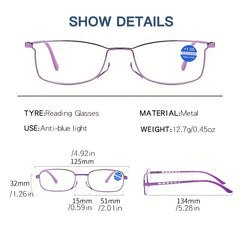 Light Blocking Glasses Square Clear Lens Computer Glasses for Men Women