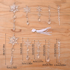 10pcs Acrylic Snowflakes Icicle Hanging Decoration Christmas Tree Supplies