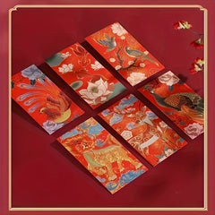 6pcs Chinese Elements Red Envelopes with Chinese Dragon Year Design