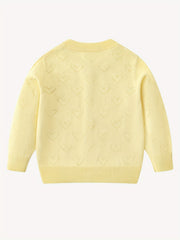 Girls Jacquard Button Down Knit Cardigan Top For Summer Night