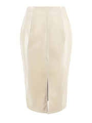 Sexy High Waist Faux Leather Pencil Skirt