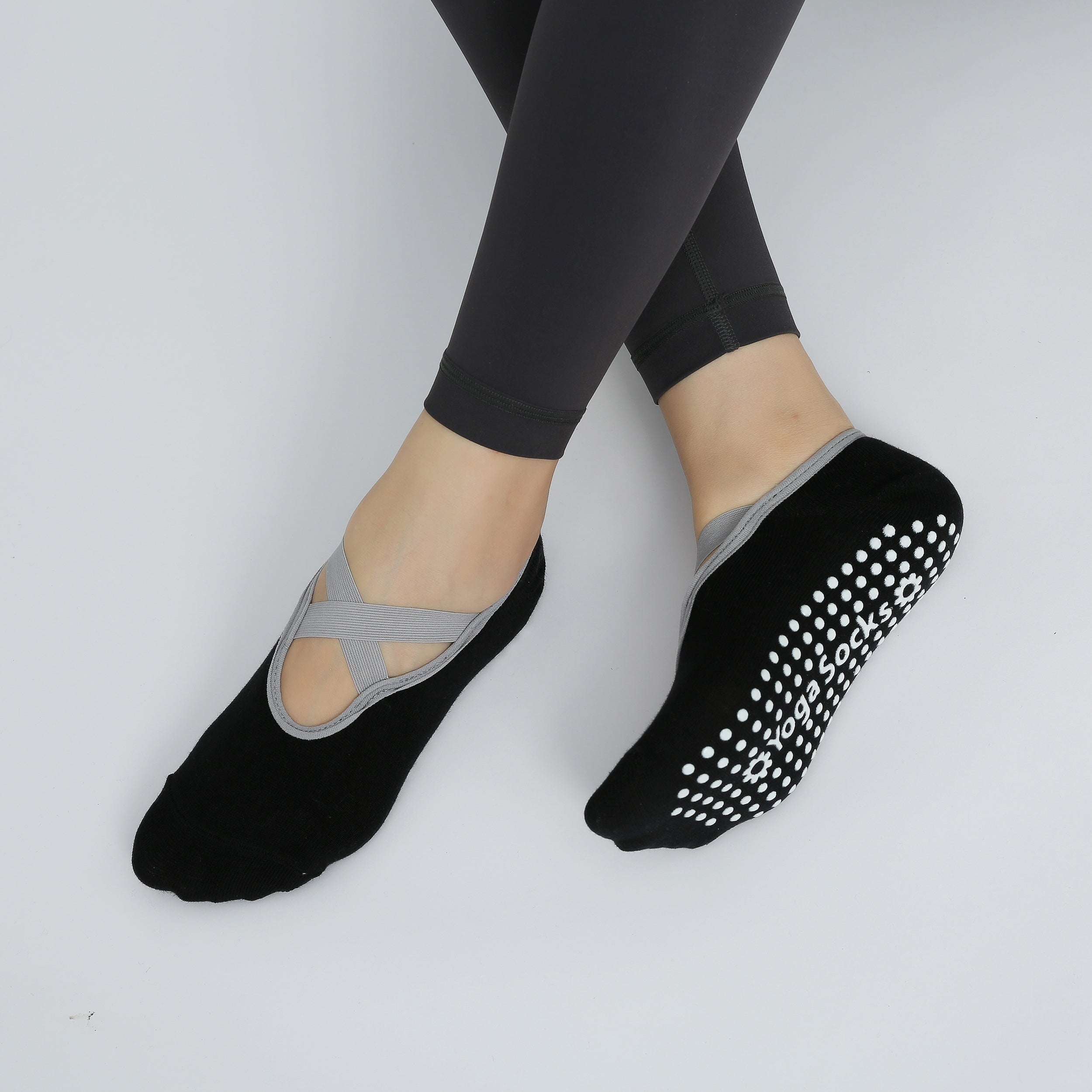 Women's Cross Strap Yoga Socks Non-slip Grips Sports Socks