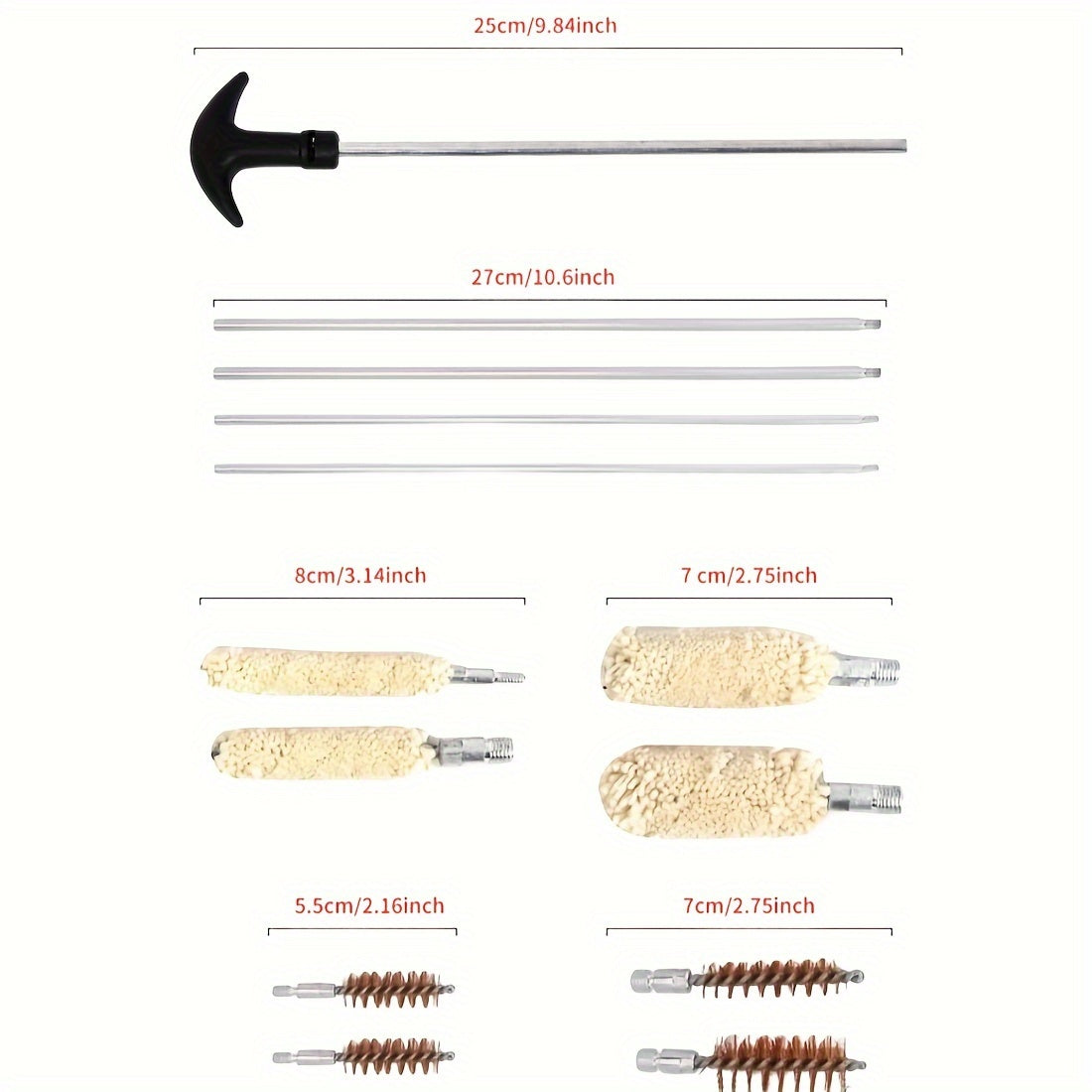 Portable Heavy Duty Cleaning Kit Rod Brass Bristles Brush For GK08