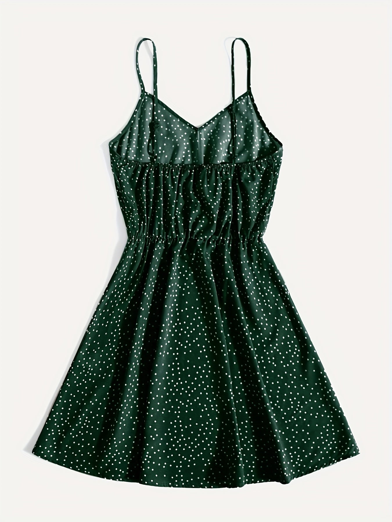 Polka Dot Spaghetti Strap Dress Casual V neck Backless Cami Dress