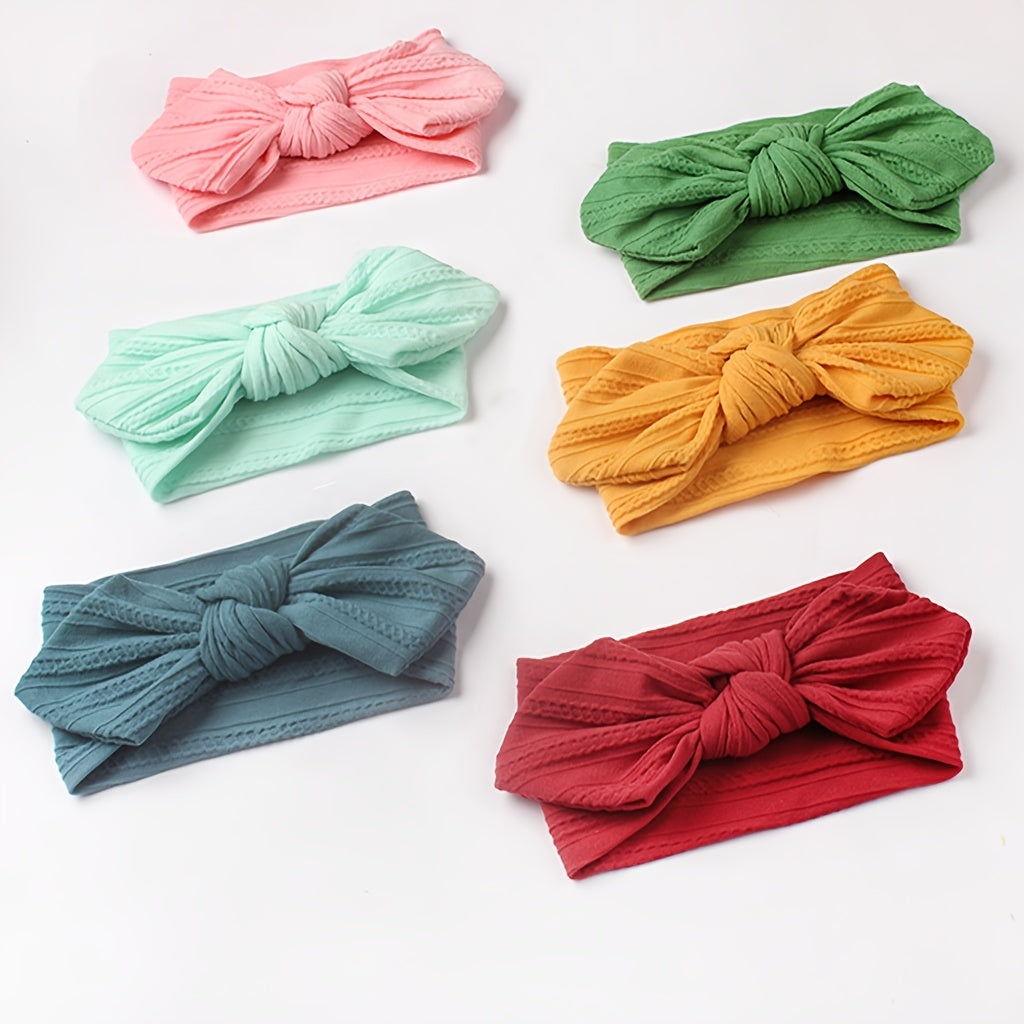 Soft Nylon Elastic Bow Jacquard Headband for Newborn Baby Girls
