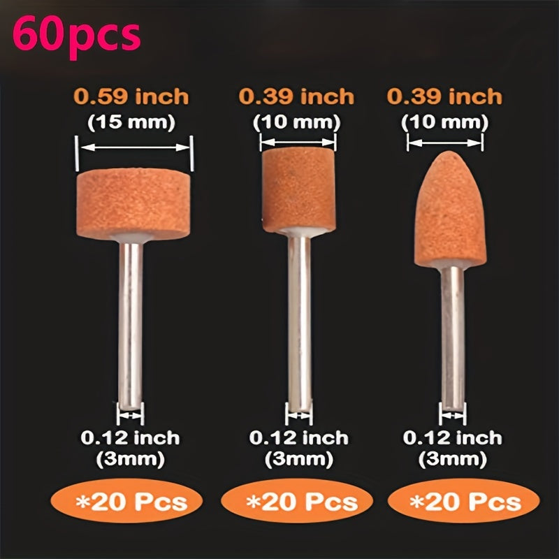 60pcs Grinding Stone Set 2" Shank Sanding Drill Bit Rotary Tool Flap Wheel