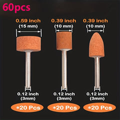 60pcs Grinding Stone Set 2" Shank Sanding Drill Bit Rotary Tool Flap Wheel