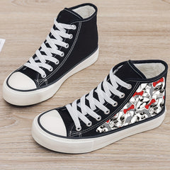 Puppy Print Plush Lined Chunky Sneakers Fall Winter Warm