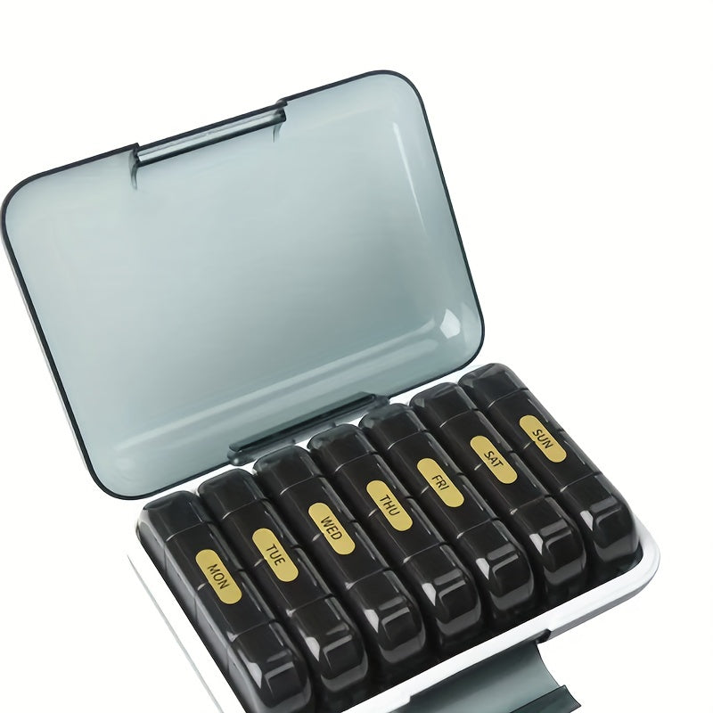 Weekly Pill Organizer 28 Grids Portable Medicine Container & Vitamin Holder