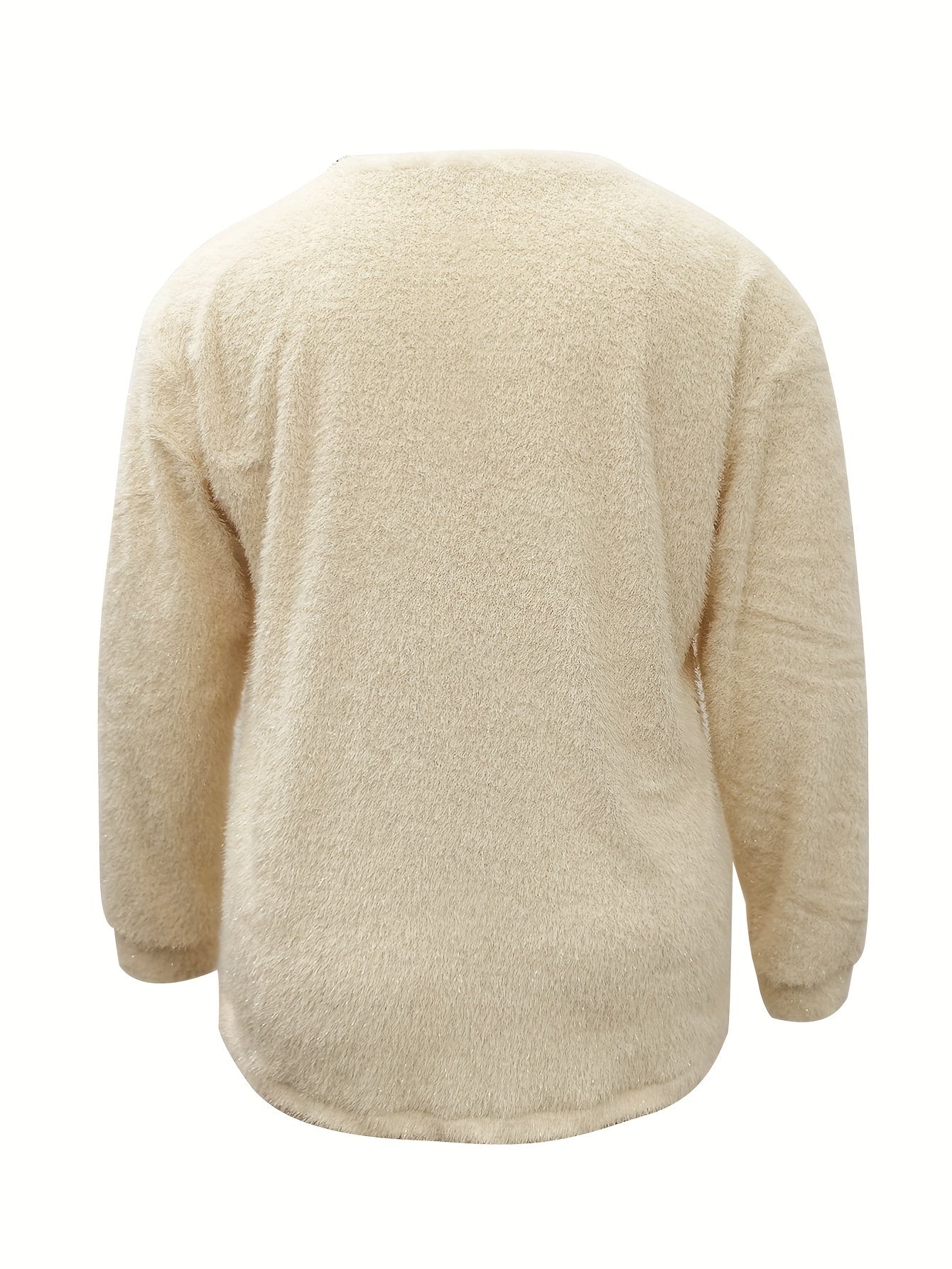 Eyelash Long Sleeve Round Neck Jumper