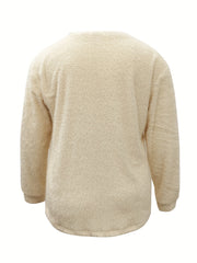 Eyelash Long Sleeve Round Neck Jumper