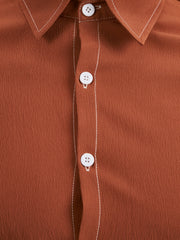 Men's Camp Collar Long Sleeve Regular Fit Solid Casual Dress Shirt