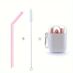 1pc Foldable Silicone Straw And Straw Brush Portable Straw