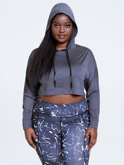 Quick Dry Long Sleeve Hoodie Crop Sports Top