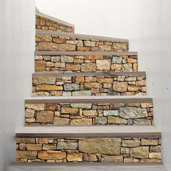 6pcs Brick Stairs Stickers 3D Stone Art Decorative Decals