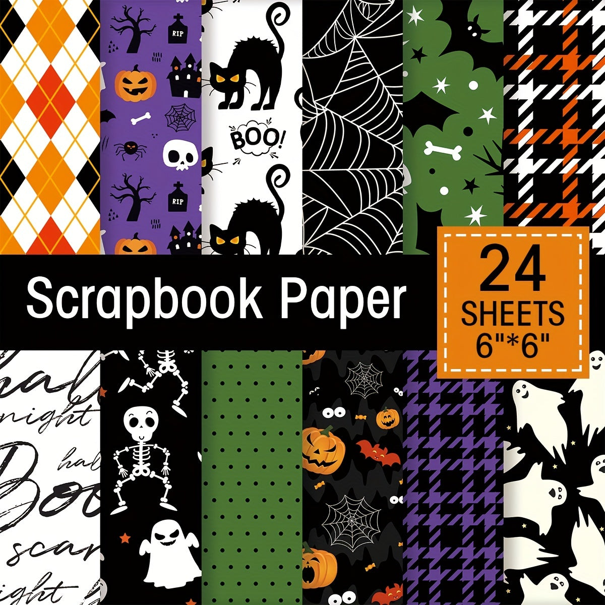 24pcs Halloween DIY Gift Wrapping Paper Strange Items for Holiday Decorations