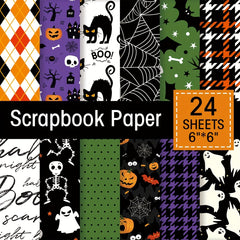 24pcs Halloween DIY Gift Wrapping Paper Strange Items for Holiday Decorations
