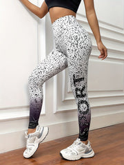 Letter Pattern Yoga Pants High Stretch Running Fitness Workout Leggings