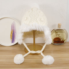 Women's Winter Skull Beanie Faux Fur Knit Warm Soft Cap For Her Christmas