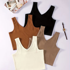 Basic V Neck 4pcs Tank Top Sleeveless Summer Tank Top Women's Clothing