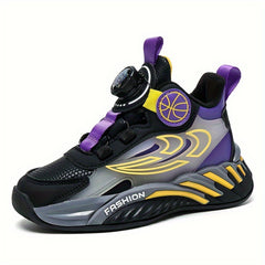 Boy's Rotating Buckle Basketball Shoes Non Slip Sneakers