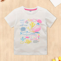 Girl's Cute Cartoon T-shirt for Summer Outings
