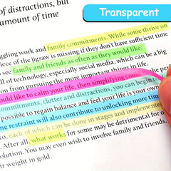 Morandi Neon Highlighter Tape Sticky Page Markers Clear Tabs