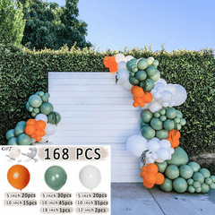 168pcs Avocado Balloon Garland Set Orange Latex Thick Balloon Arch Kit