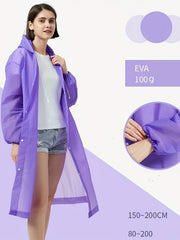 Reusable Portable Rain Poncho With Hood for Outdoor Activities
