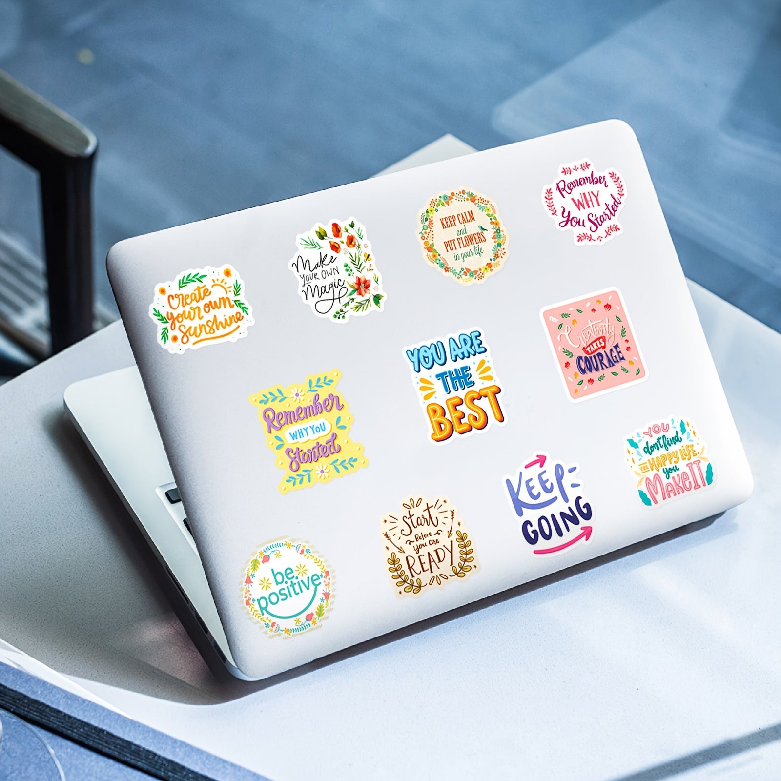 50 Waterproof Positive Stickers for Bottles - Motivational Decals