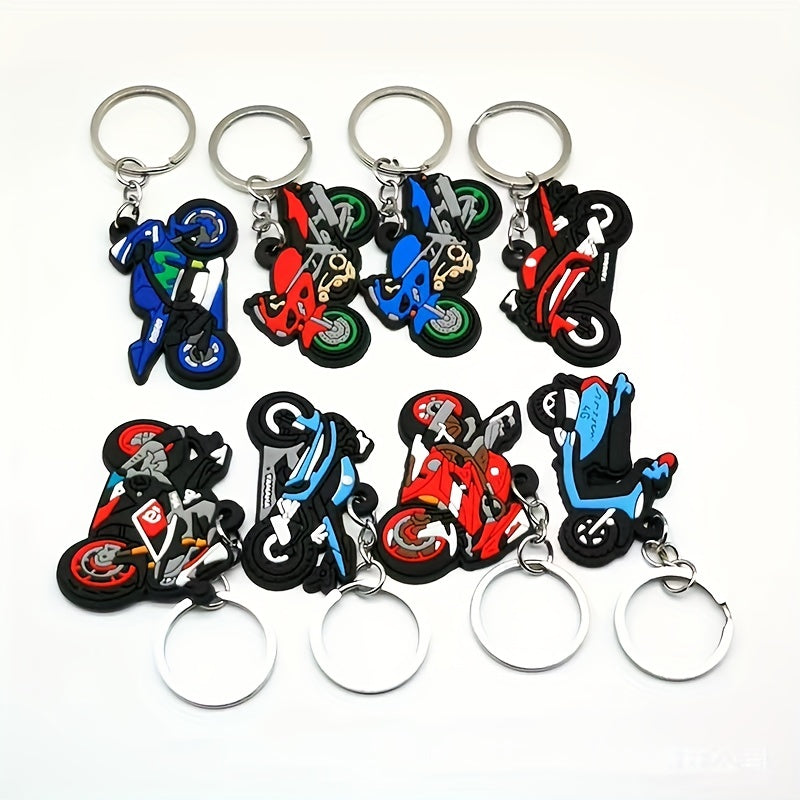 Cartoon Motorcycle Keychain PVC Key Ring Holder Women Trinkets Accessories