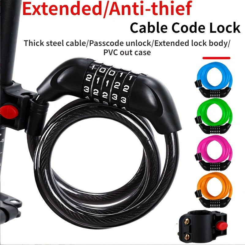 4 Digit Combo Lock Anti thief Cable Code High PVC Material Convenient