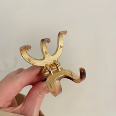 Acetate Hair Claw Curved Alloy Hair Clip Pearlescent Faux Pearl Shark Claw