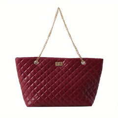 Women's Quilted Shoulder Bag Turn Lock Chain Bag