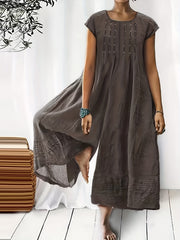 Solid Wide Leg Short Sleeve Jumpsuit Stitching Casual for Spring & Summer