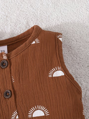Baby Boys Summer Sun Graphic Outfit Vest Top & Shorts Kids 2pcs Set