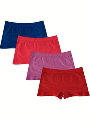 4pcs Mixed Boyshort Panties Low Waist Intimates Women's Lingerie