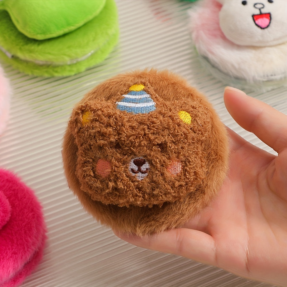 Cartoon Plush Folding Mirror Travel Portable Cosmetic Touch Up Mirror