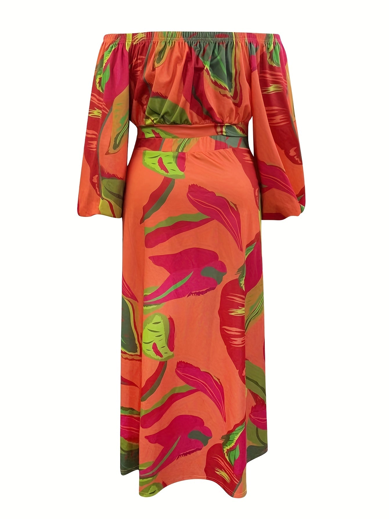 Women's Floral Print Off Shoulder Crop Top & Maxi Skirt Set