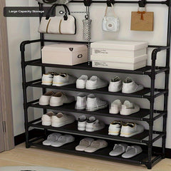 Metal Shoe And Hat Rack with 8 Hooks and Waterproof Cloth Layer
